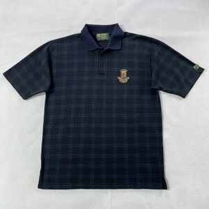St Andrews Old Course Golf Shop Polo Shirt Mens Medium Green Plaid Scotland